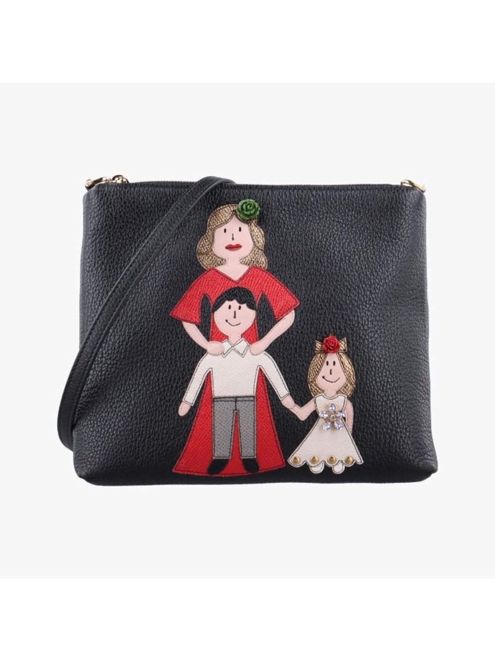 Dolce & Gabbana Family Patch Black Leather 50